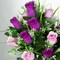 Artificial Cemetery & Memorial Flowers with Vase – Purple & Pink Silk Rose Gravesite Bouquets, Outdoor Headstone Decoration, Long-Lasting Memorial Arrangement (2 Sets)